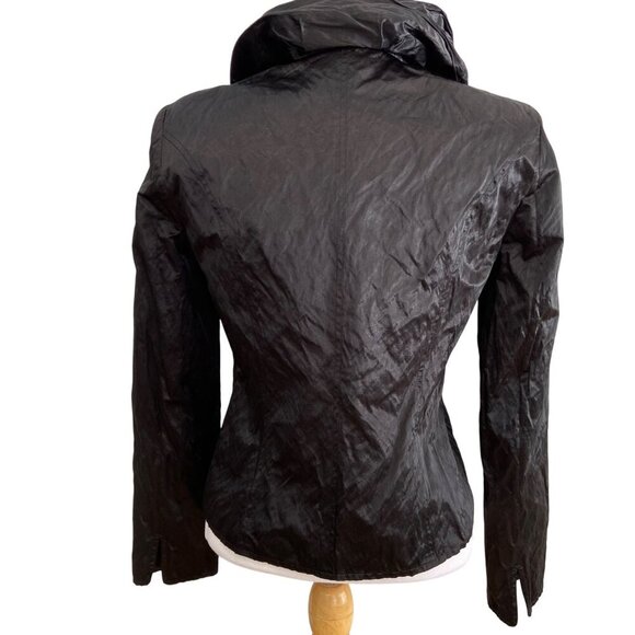 Joseph Ribkoff Crinkled Black Jacket Hooded Collar Size 10 Canada - Picture 4 of 16